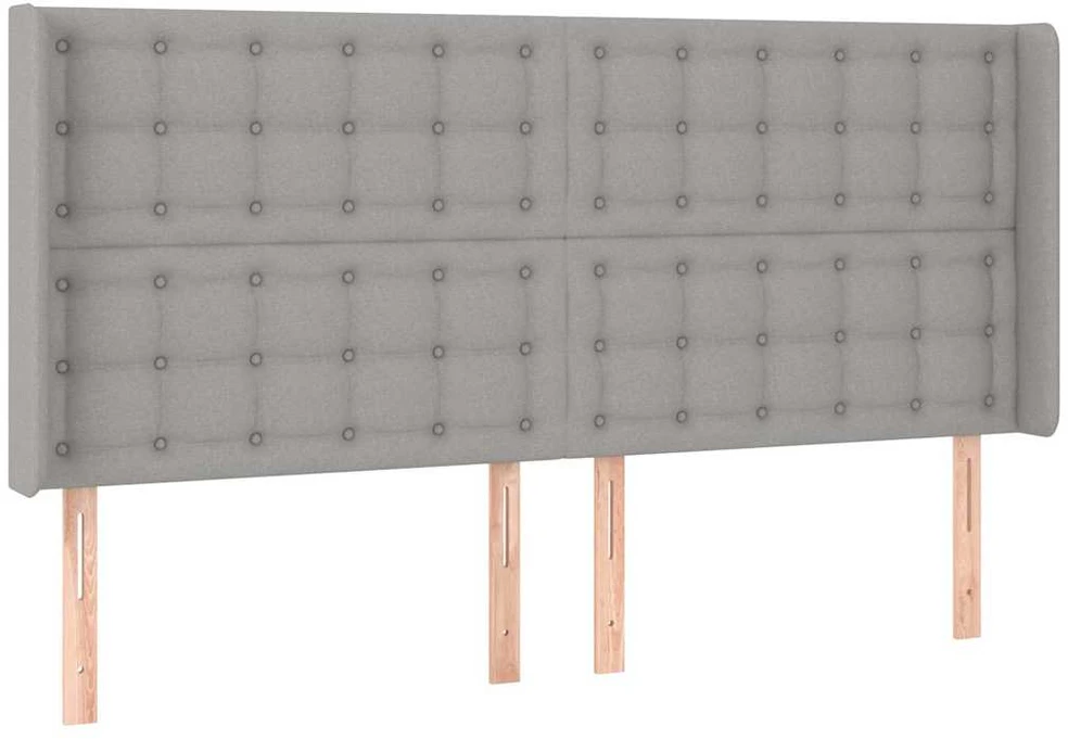 Galvūgalis su LED, šviesiai pilkas, 163x16x118/128cm, audinys