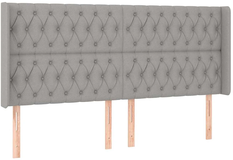Galvūgalis su LED, šviesiai pilkas, 183x16x118/128/128cm