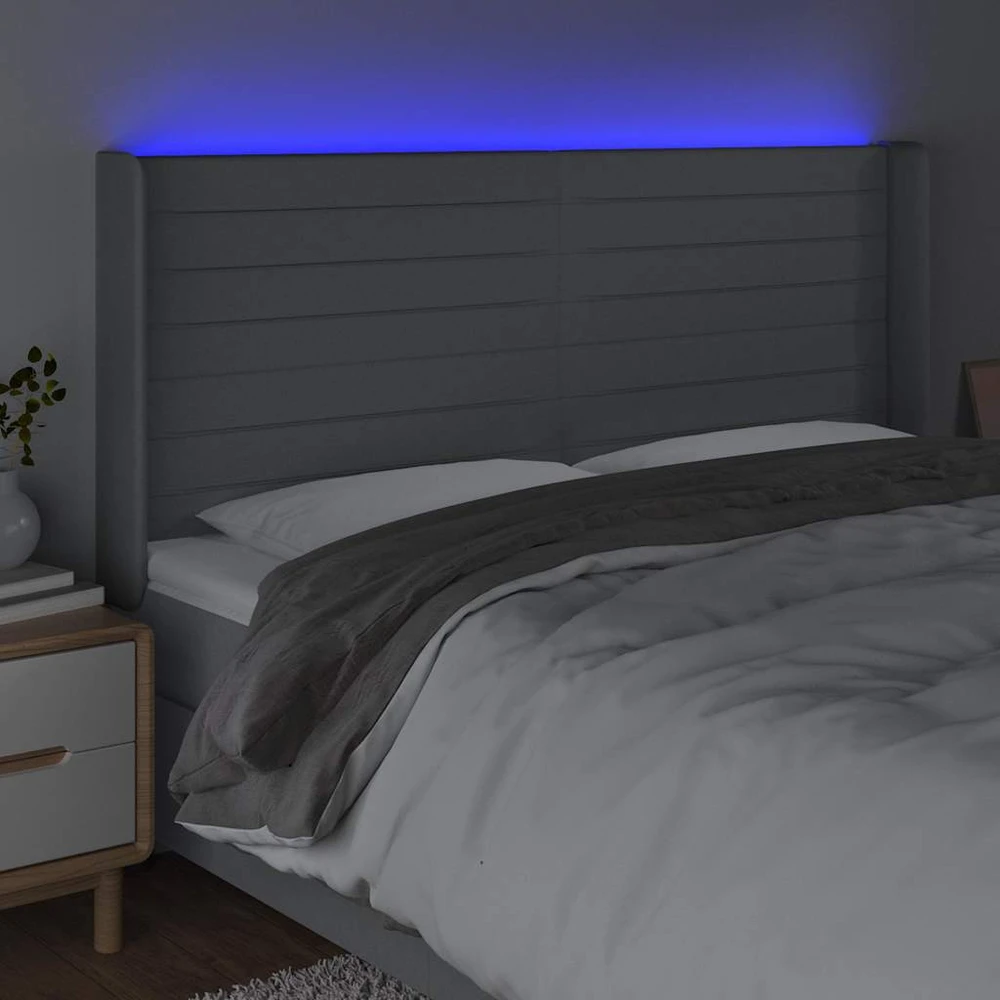 Galvūgalis su LED, šviesiai pilkas, 183x16x118/128/128cm
