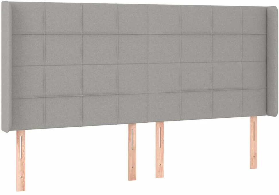 Galvūgalis su LED, šviesiai pilkas, 183x16x118/128/128cm
