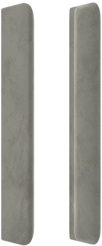 Galvūgalis su LED, šviesiai pilkas, 183x16x118/128cm, aksomas