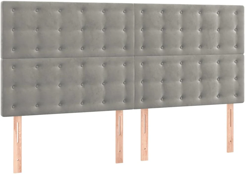 Galvūgalis su LED, šviesiai pilkas, 200x5x118/128cm, aksomas
