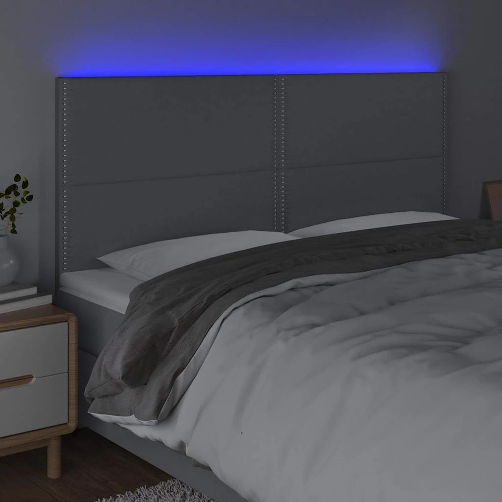 Galvūgalis su LED, šviesiai pilkas, 200x5x118/128cm, audinys