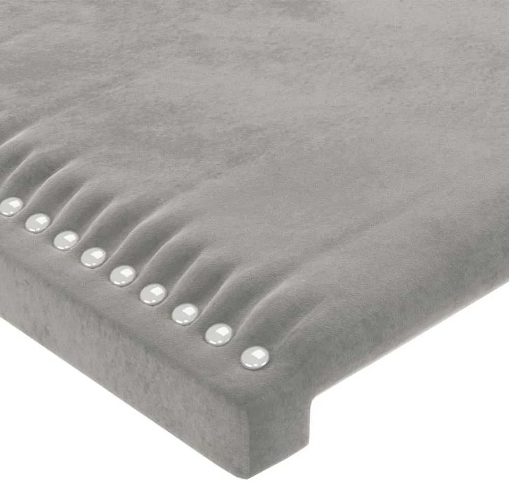 Galvūgalis su LED, šviesiai pilkas, 200x5x118/128cm, aksomas