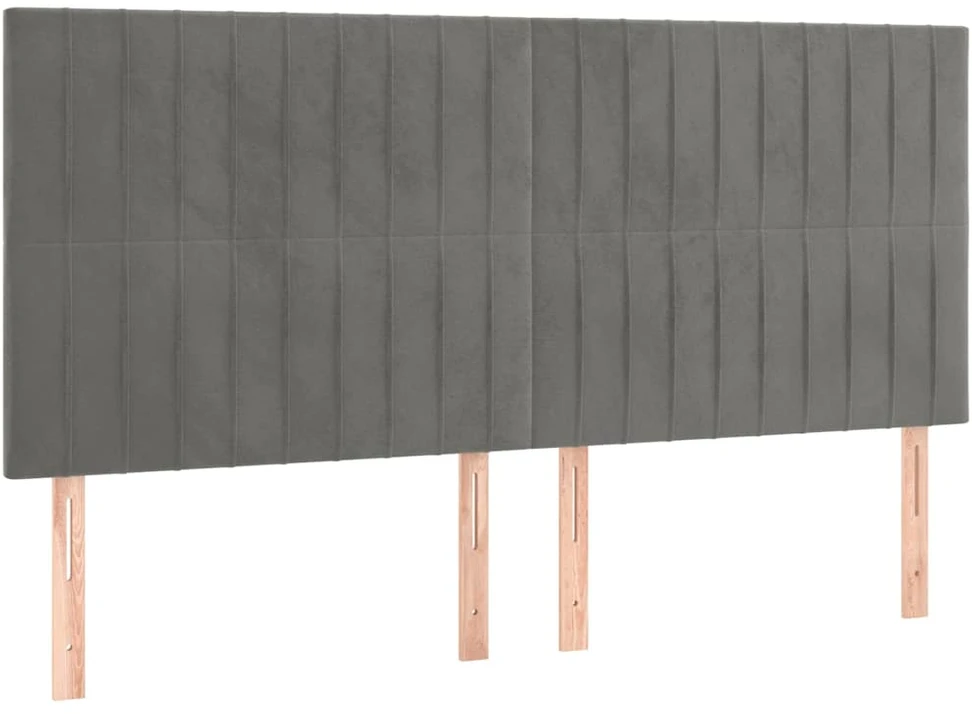 Galvūgalis su LED, šviesiai pilkas, 200x5x118/128cm, aksomas