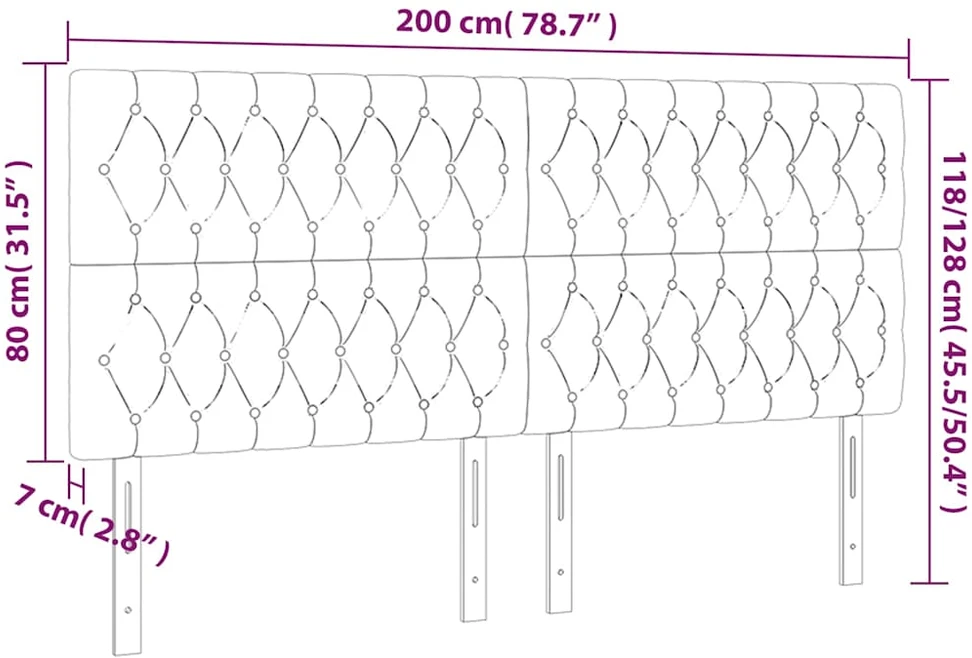Galvūgalis su LED, šviesiai pilkas, 200x7x118/128cm, aksomas
