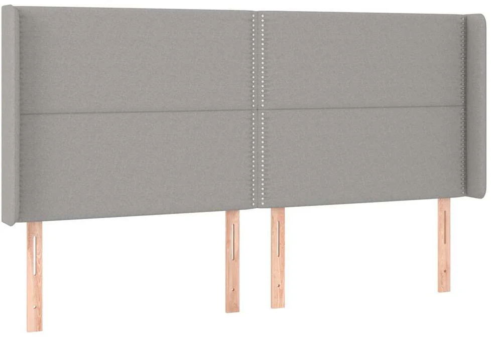Galvūgalis su LED, šviesiai pilkas, 203x16x118/128cm, audinys