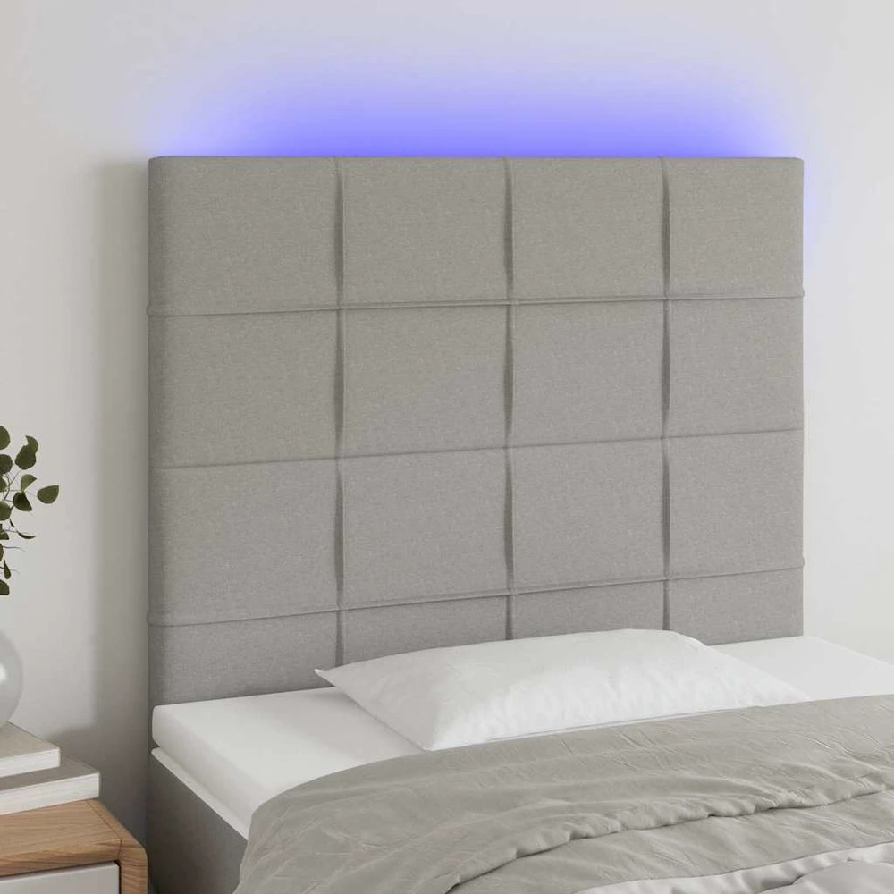 Galvūgalis su LED, šviesiai pilkas, 80x5x118/128cm, audinys
