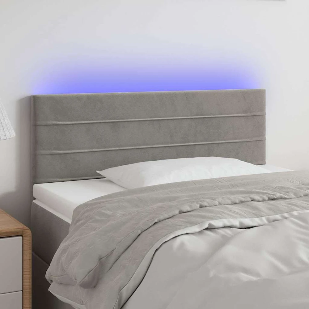Galvūgalis su LED, šviesiai pilkas, 80x5x78/88cm, aksomas