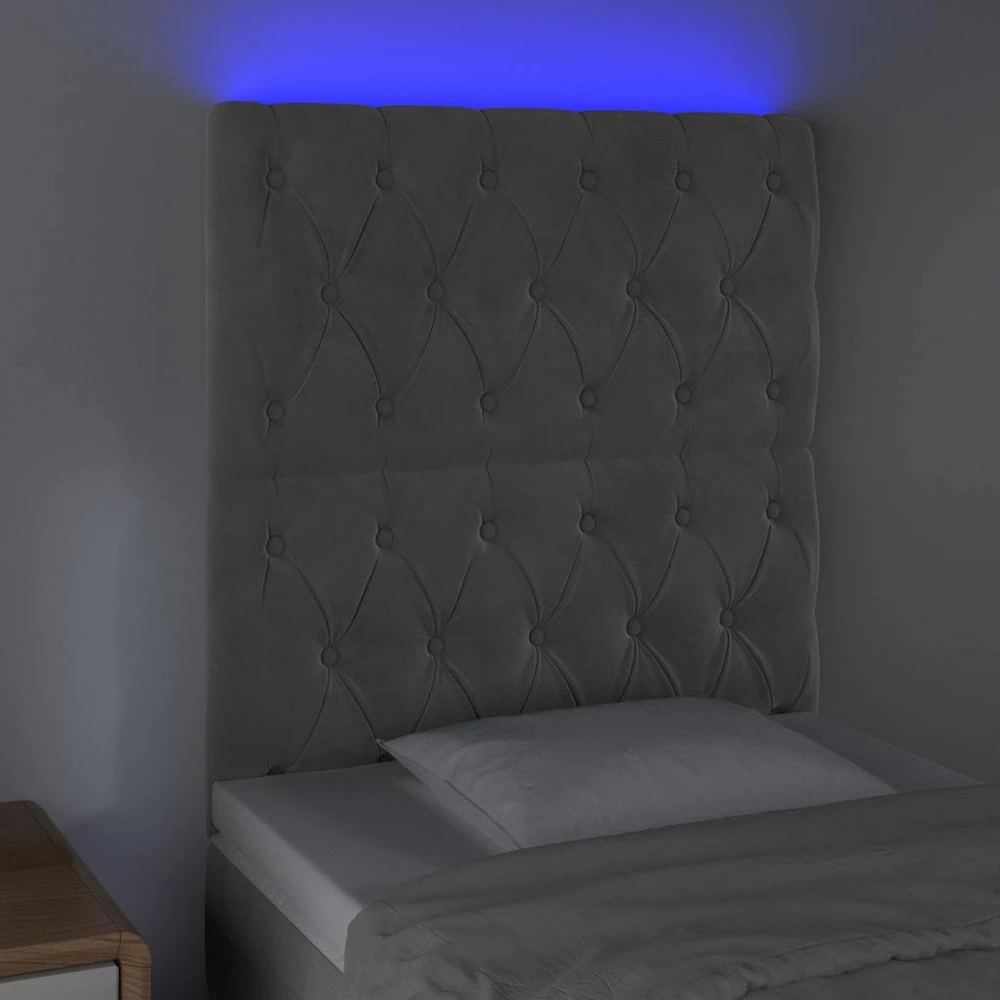 Galvūgalis su LED, šviesiai pilkas, 80x7x118/128cm, aksomas