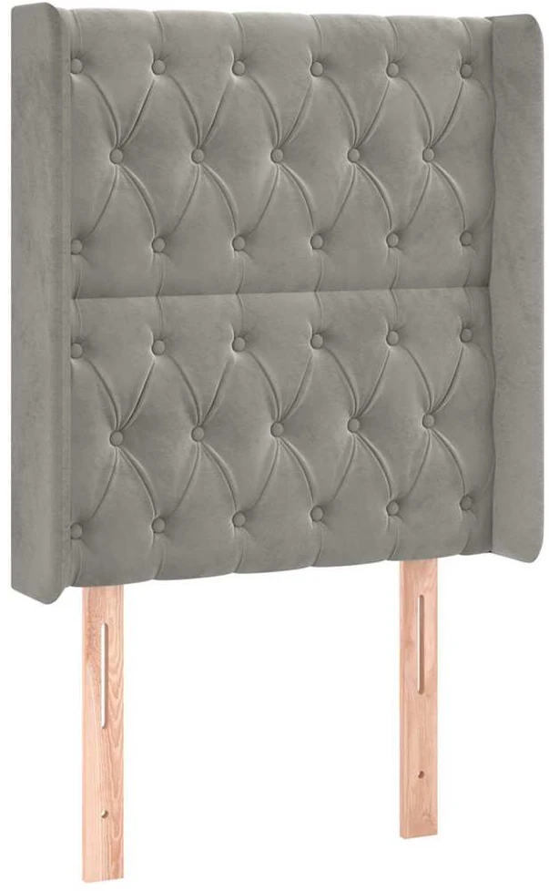 Galvūgalis su LED, šviesiai pilkas, 83x16x118/128cm, aksomas