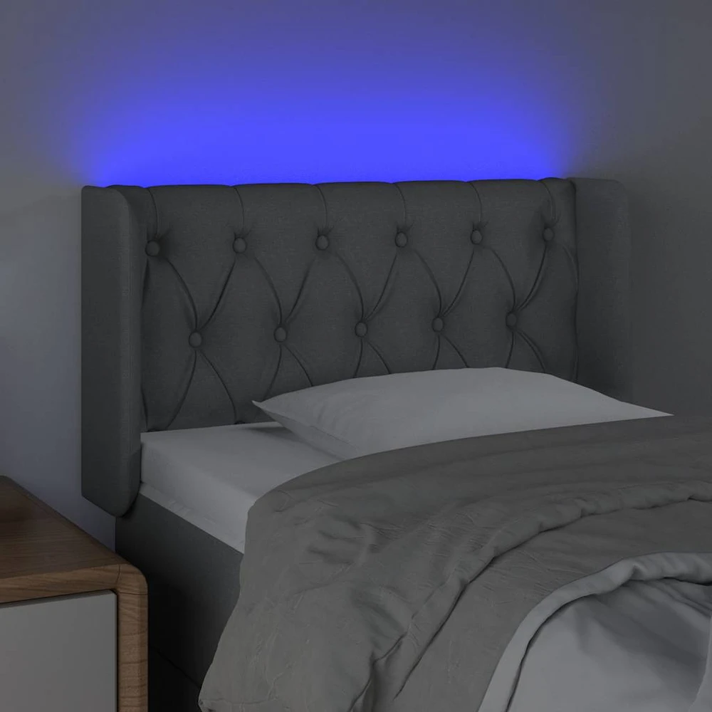 Galvūgalis su LED, šviesiai pilkas, 83x16x78/88cm, audinys
