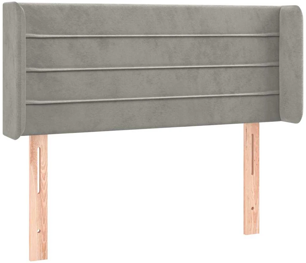 Galvūgalis su LED, šviesiai pilkas, 83x16x78/88cm, aksomas