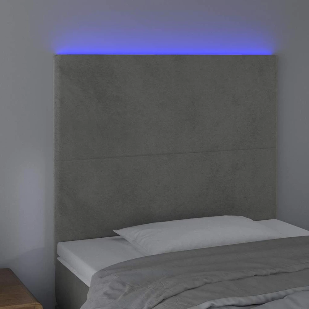 Galvūgalis su LED, šviesiai pilkas, 90x5x118/128cm, aksomas