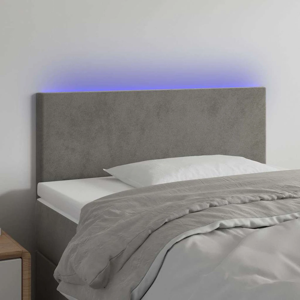Galvūgalis su LED, šviesiai pilkas, 90x5x78/88cm, aksomas