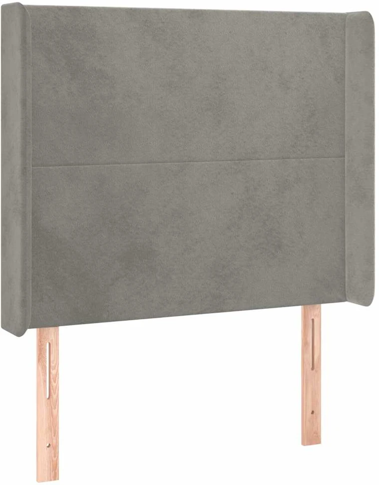 Galvūgalis su LED, šviesiai pilkas, 93x16x118/128cm, aksomas
