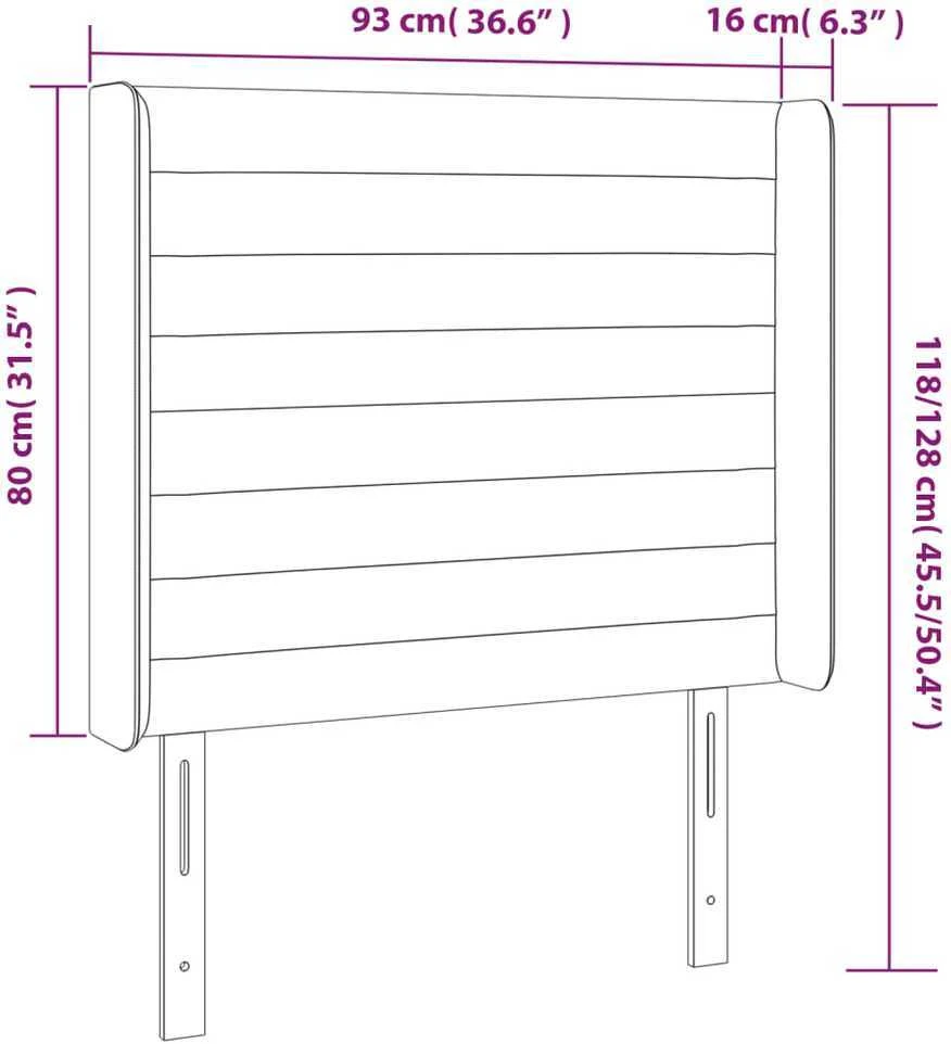 Galvūgalis su LED, šviesiai pilkas, 93x16x118/128cm, audinys