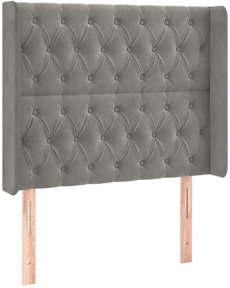 Galvūgalis su LED, šviesiai pilkas, 93x16x118/128cm, aksomas