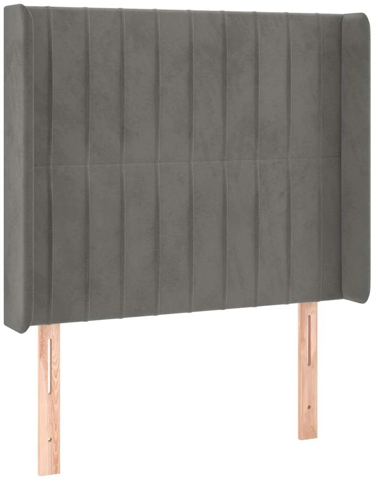 Galvūgalis su LED, šviesiai pilkas, 93x16x118/128cm, aksomas