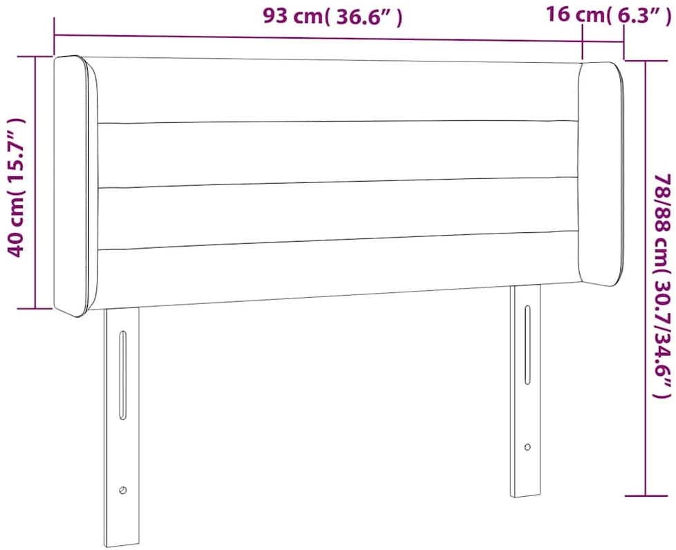 Galvūgalis su LED, šviesiai pilkas, 93x16x78/88cm, audinys
