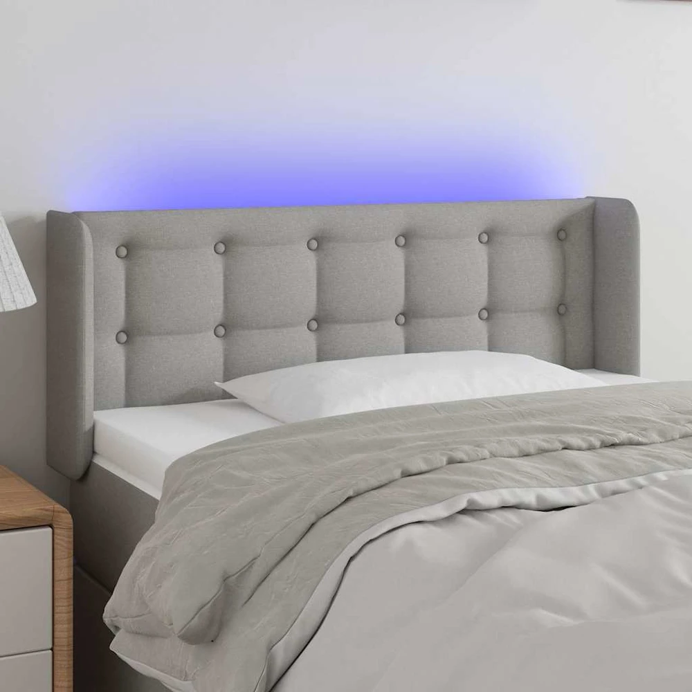 Galvūgalis su LED, šviesiai pilkas, 93x16x78/88cm, audinys