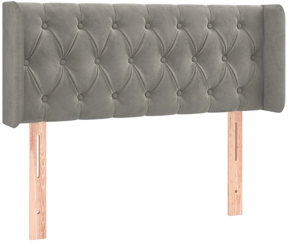 Galvūgalis su LED, šviesiai pilkas, 93x16x78/88cm, aksomas