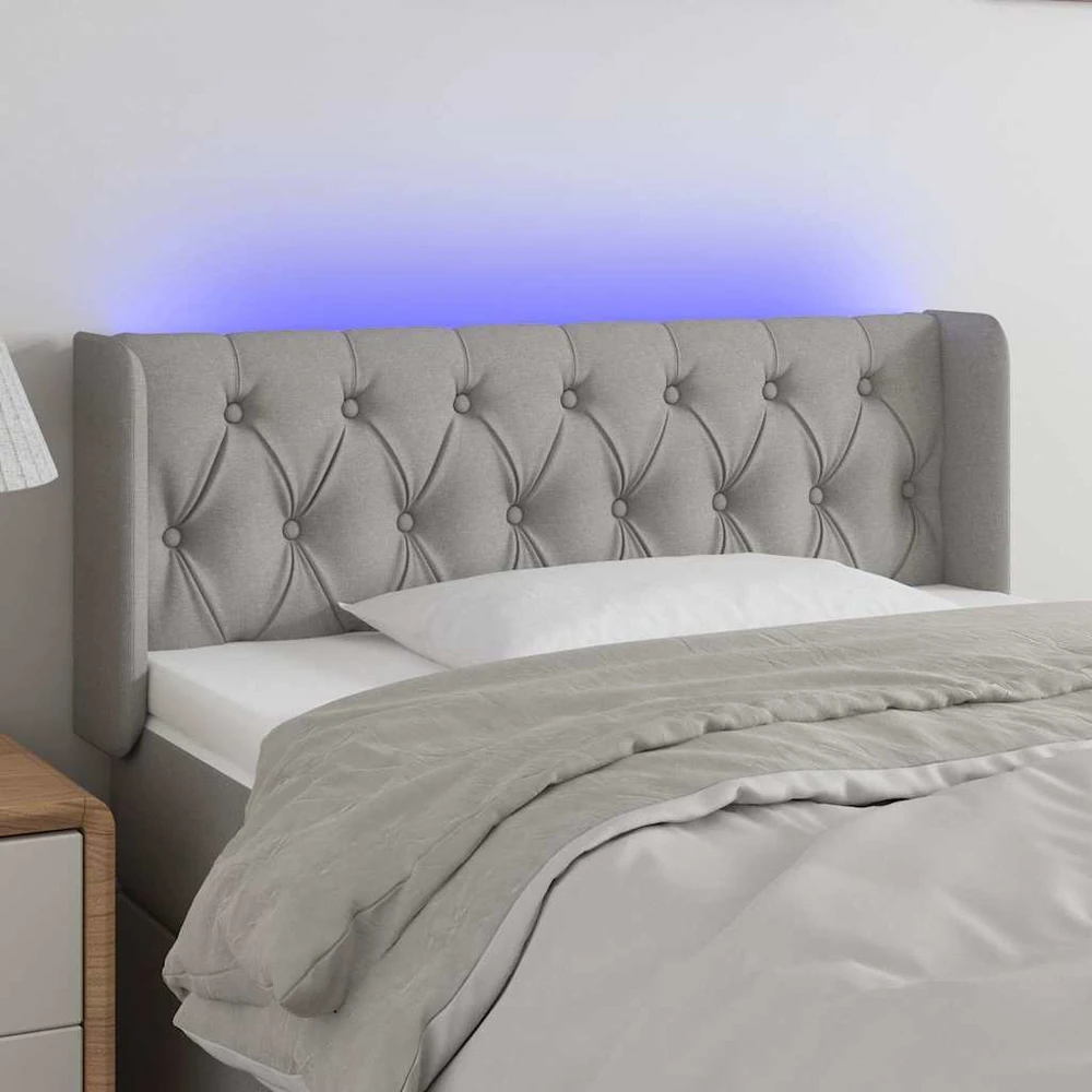Galvūgalis su LED, šviesiai pilkas, 93x16x78/88cm, audinys