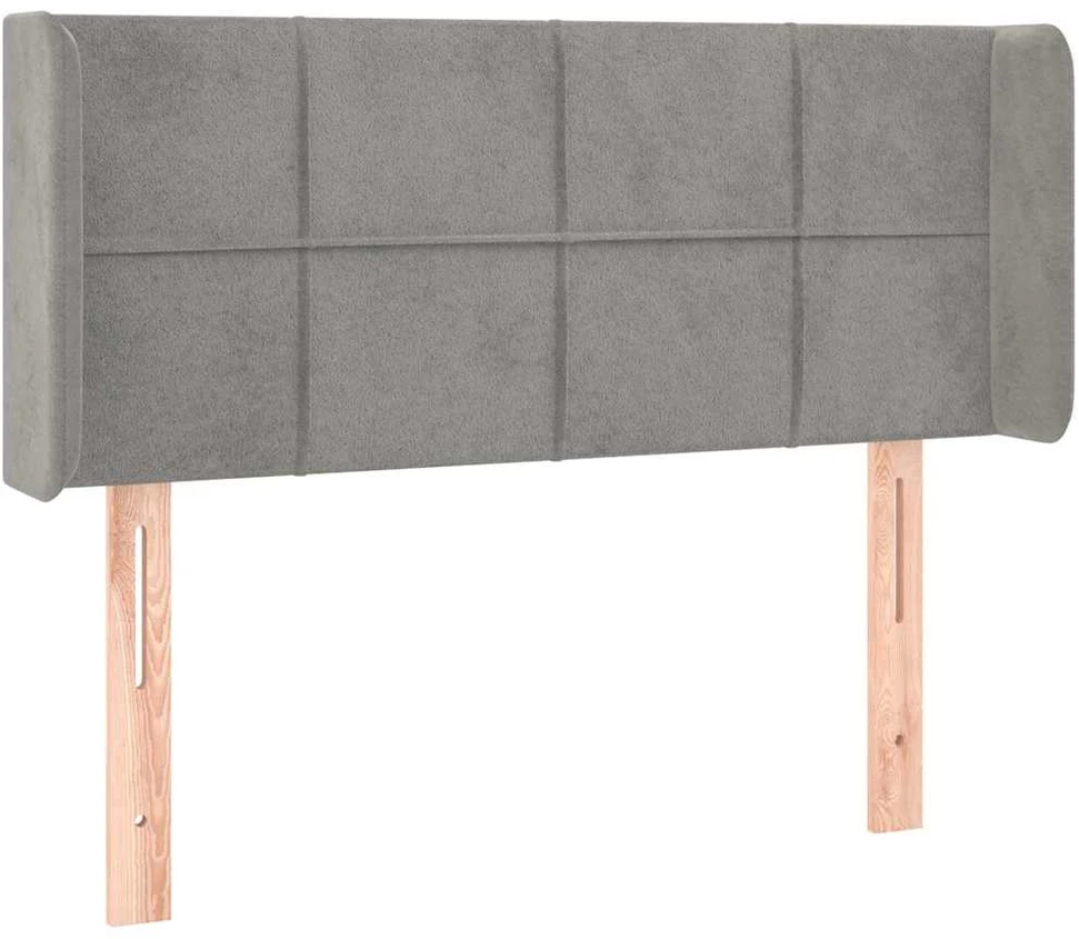 Galvūgalis su LED, šviesiai pilkas, 93x16x78/88cm, aksomas