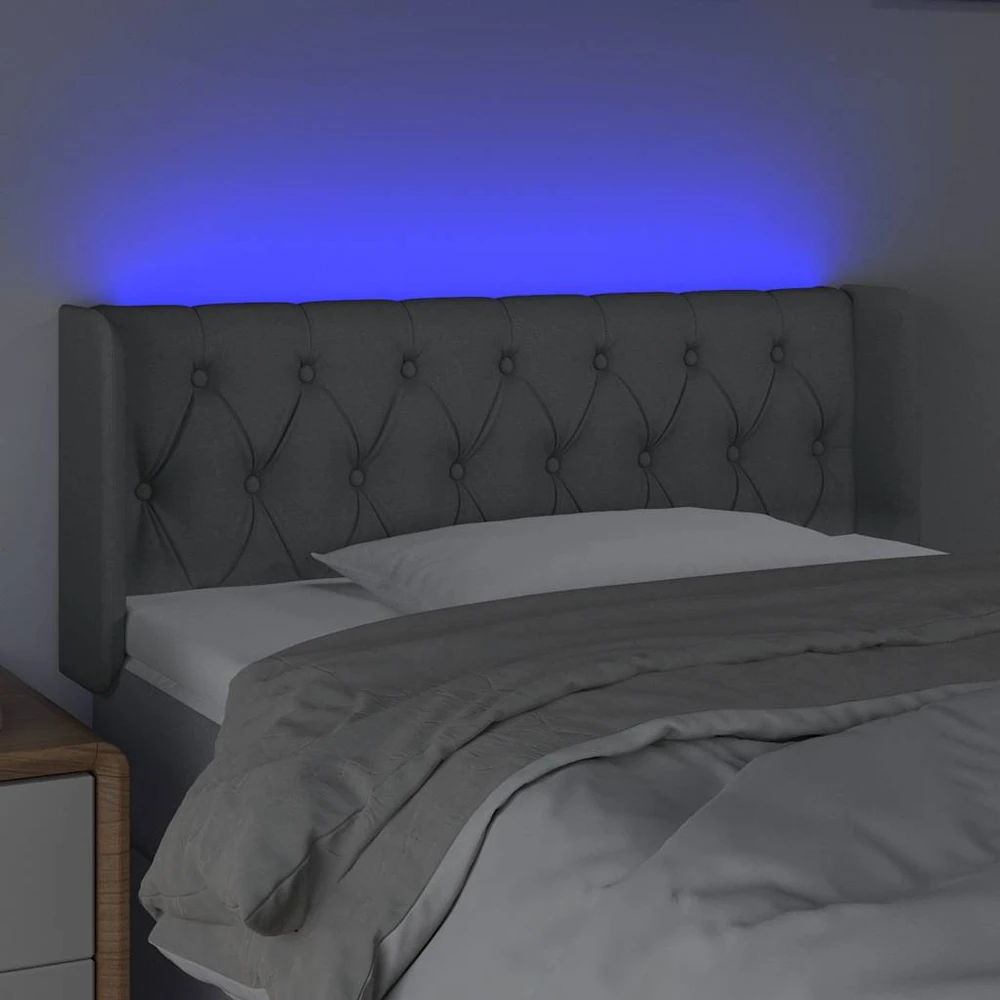 Galvūgalis su LED, šviesiai pilkas, 93x16x78/88cm, audinys