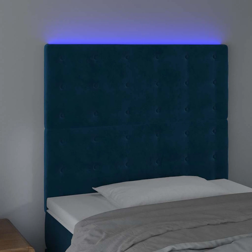 Galvūgalis su LED, tamsiai mėlynas, 100x5x118/128cm, aksomas