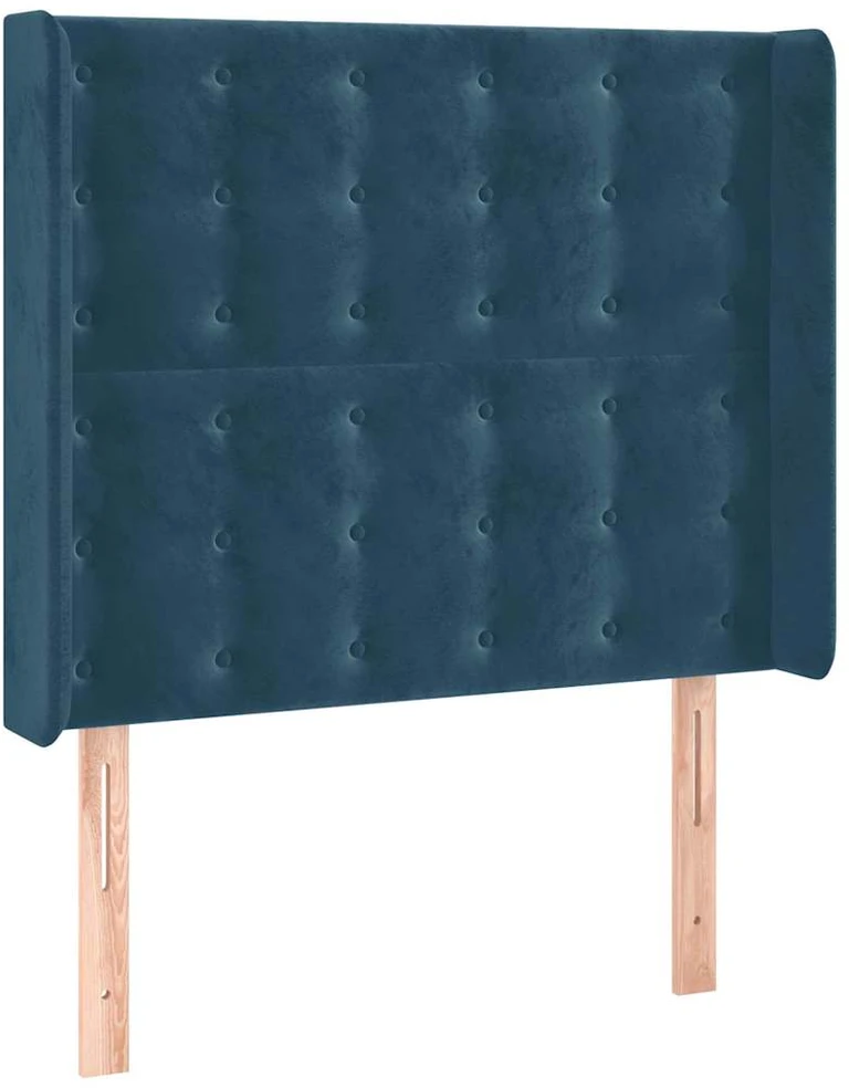 Galvūgalis su LED, tamsiai mėlynas, 103x16x118/128cm, aksomas