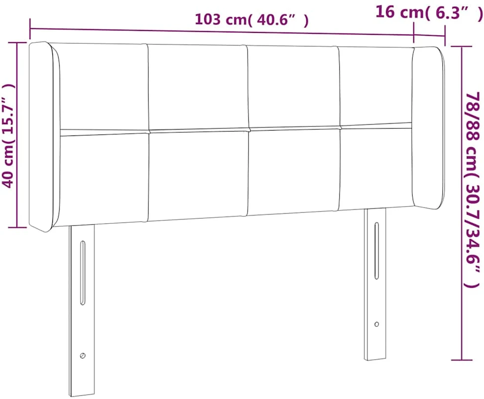 Galvūgalis su LED, tamsiai mėlynas, 103x16x78/88cm, aksomas