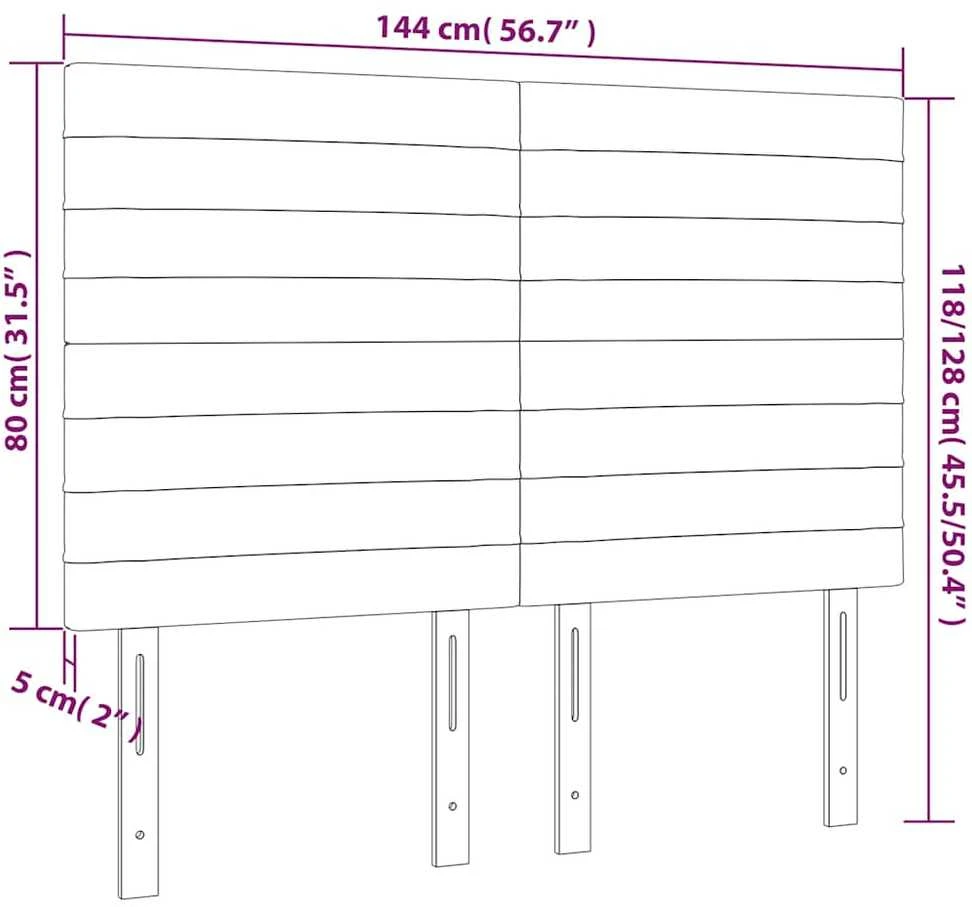 Galvūgalis su LED, tamsiai mėlynas, 144x5x118/128cm, aksomas