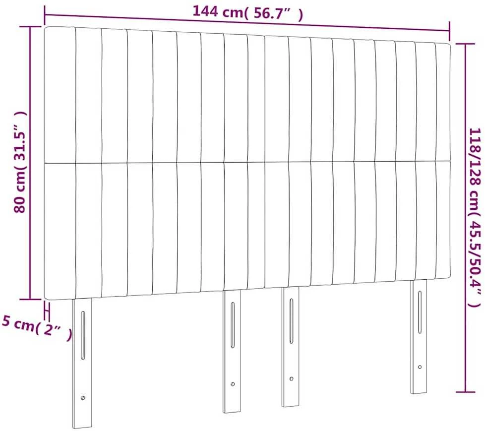 Galvūgalis su LED, tamsiai mėlynas, 144x5x118/128cm, aksomas