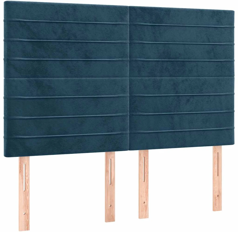 Galvūgalis su LED, tamsiai mėlynas, 144x5x118/128cm, aksomas