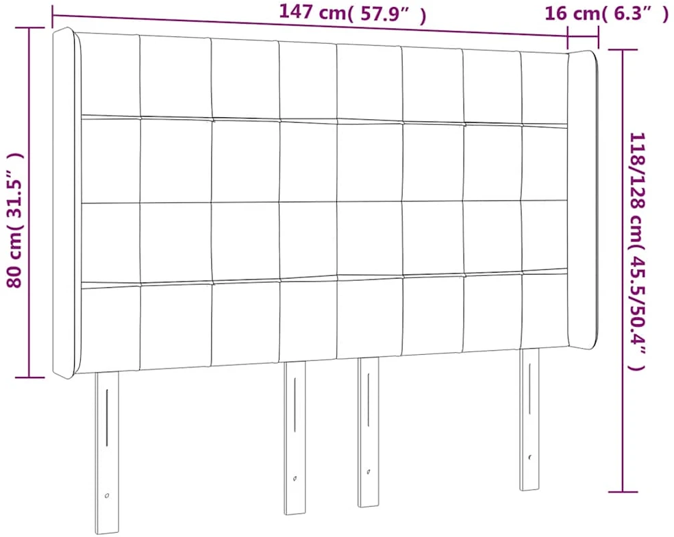 Galvūgalis su LED, tamsiai mėlynas, 147x16x118/128cm, aksomas