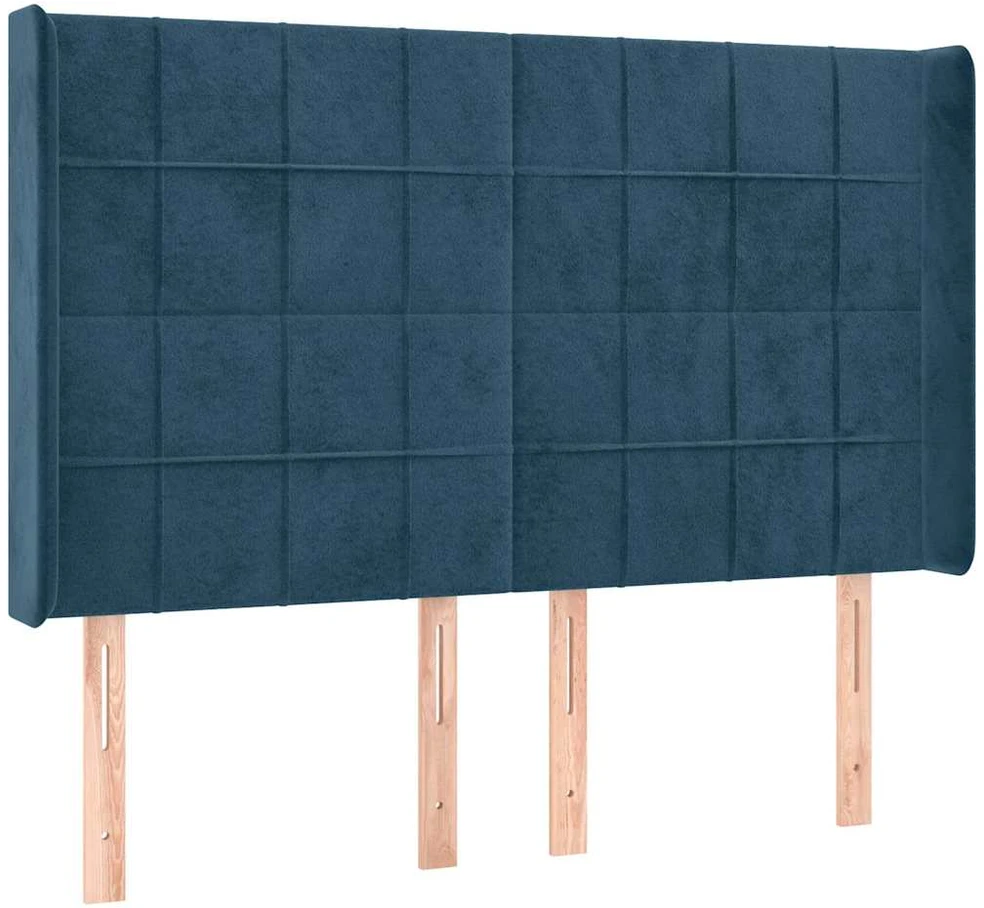 Galvūgalis su LED, tamsiai mėlynas, 147x16x118/128cm, aksomas