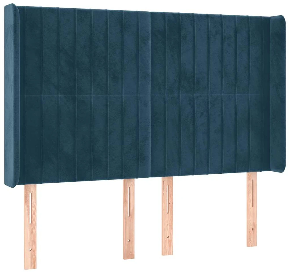 Galvūgalis su LED, tamsiai mėlynas, 147x16x118/128cm, aksomas