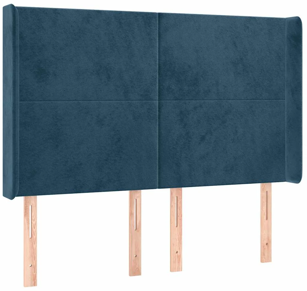 Galvūgalis su LED, tamsiai mėlynas, 147x16x118/128cm, aksomas