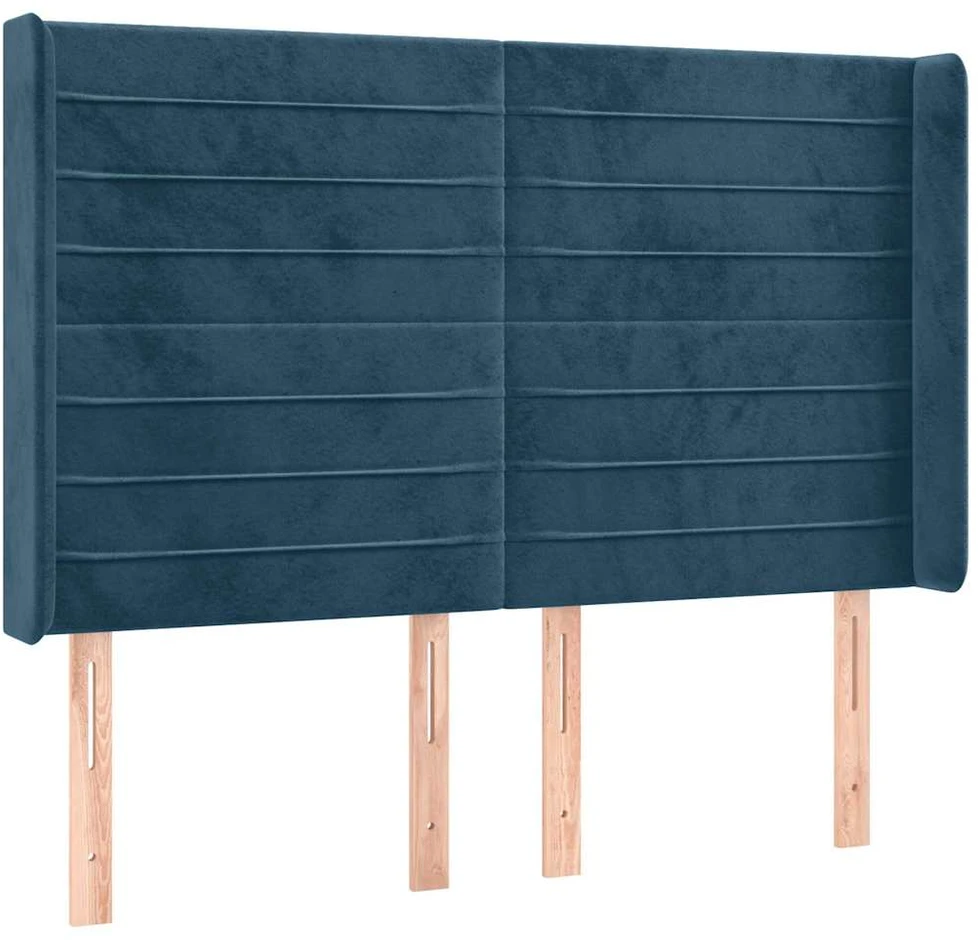 Galvūgalis su LED, tamsiai mėlynas, 147x16x118/128cm, aksomas