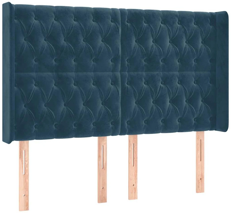 Galvūgalis su LED, tamsiai mėlynas, 147x16x118/128cm, aksomas