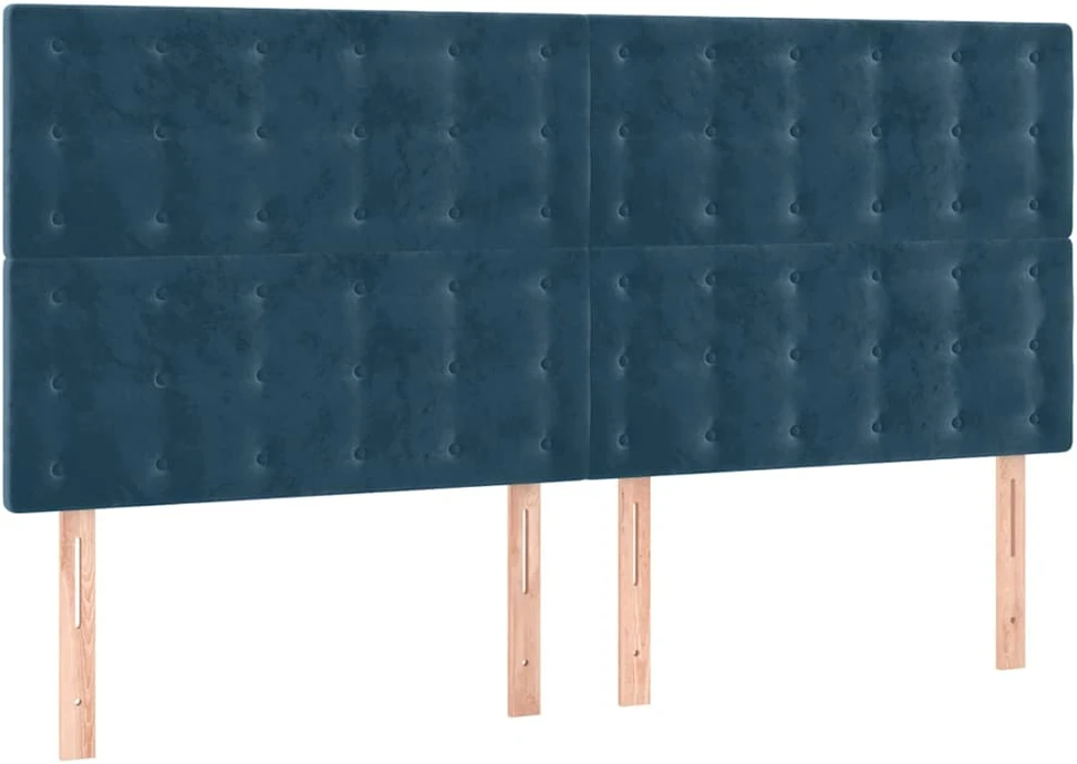 Galvūgalis su LED, tamsiai mėlynas, 160x5x118/128cm, aksomas