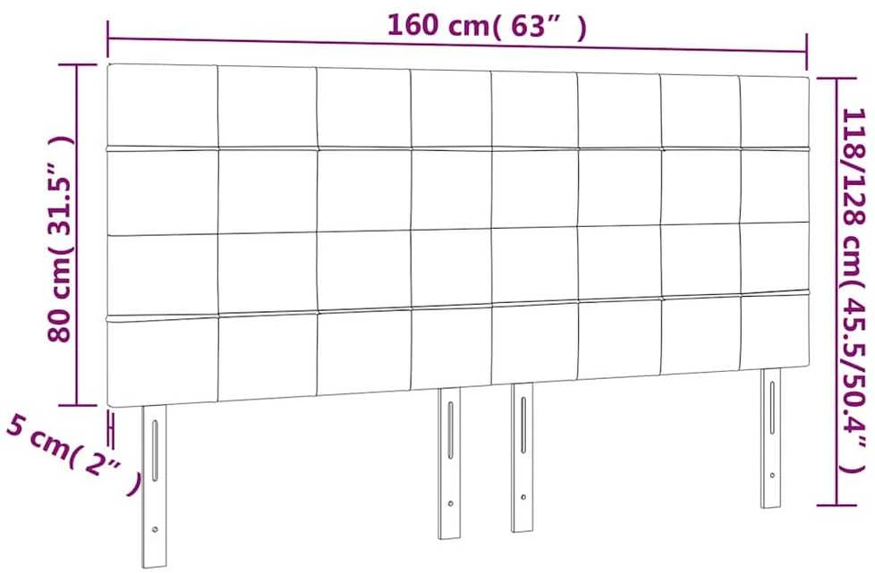 Galvūgalis su LED, tamsiai mėlynas, 160x5x118/128cm, aksomas