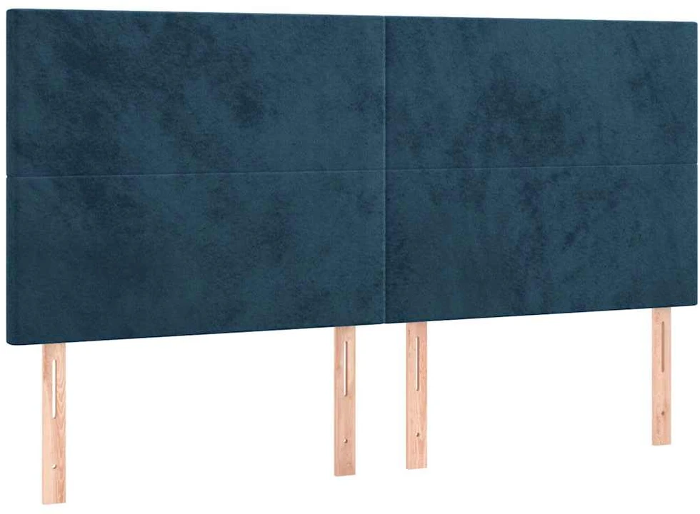 Galvūgalis su LED, tamsiai mėlynas, 160x5x118/128cm, aksomas