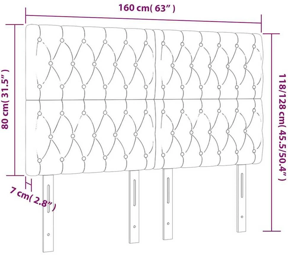 Galvūgalis su LED, tamsiai mėlynas, 160x7x118/128cm, aksomas