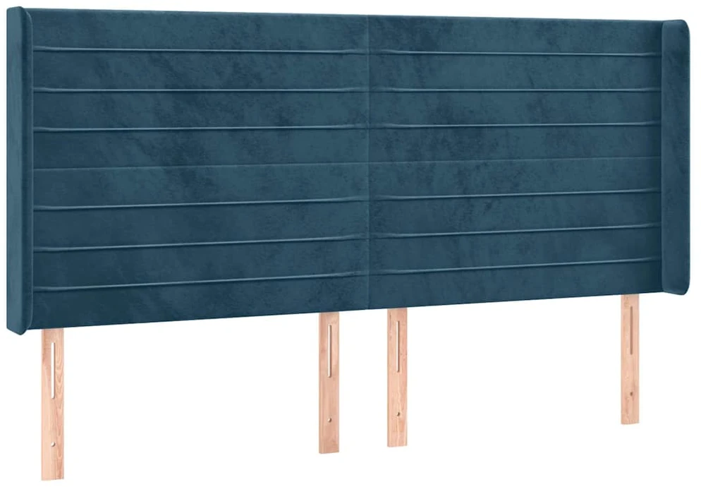 Galvūgalis su LED, tamsiai mėlynas, 163x16x118/128cm, aksomas