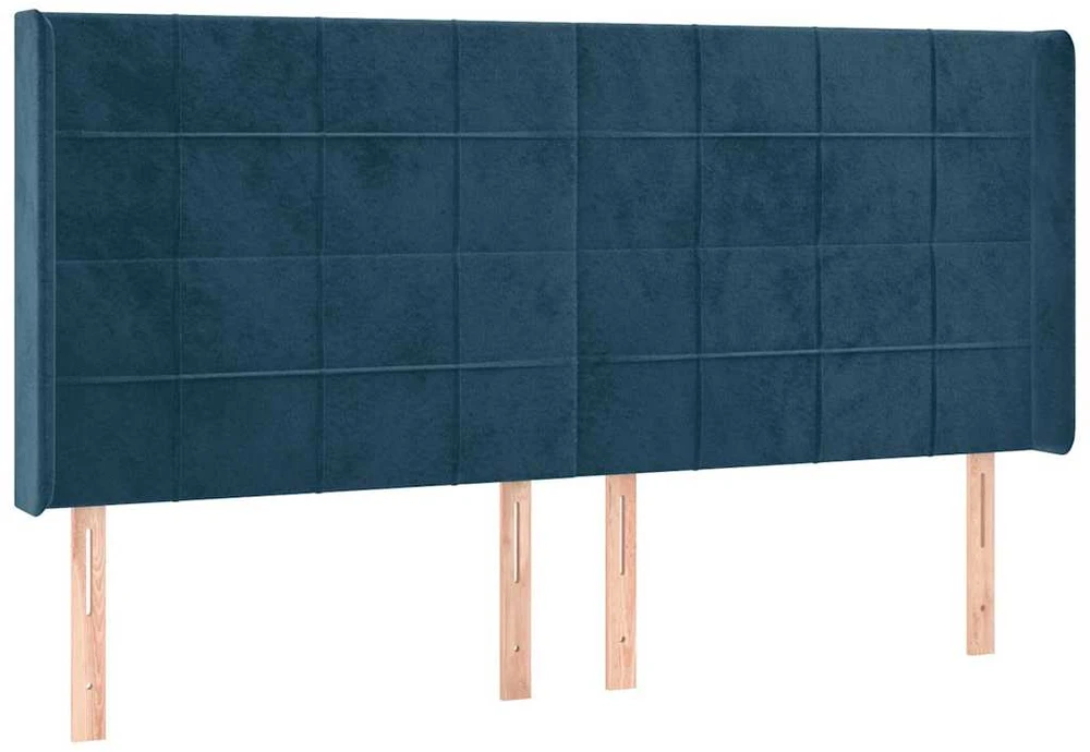 Galvūgalis su LED, tamsiai mėlynas, 163x16x118/128cm, aksomas