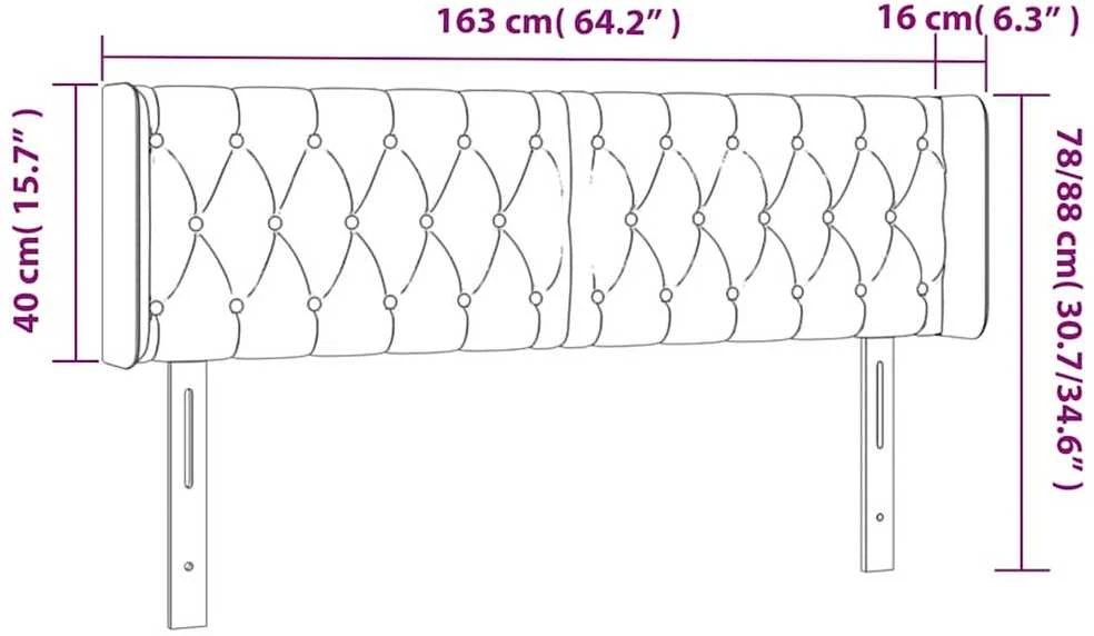 Galvūgalis su LED, tamsiai mėlynas, 163x16x78/88cm, aksomas