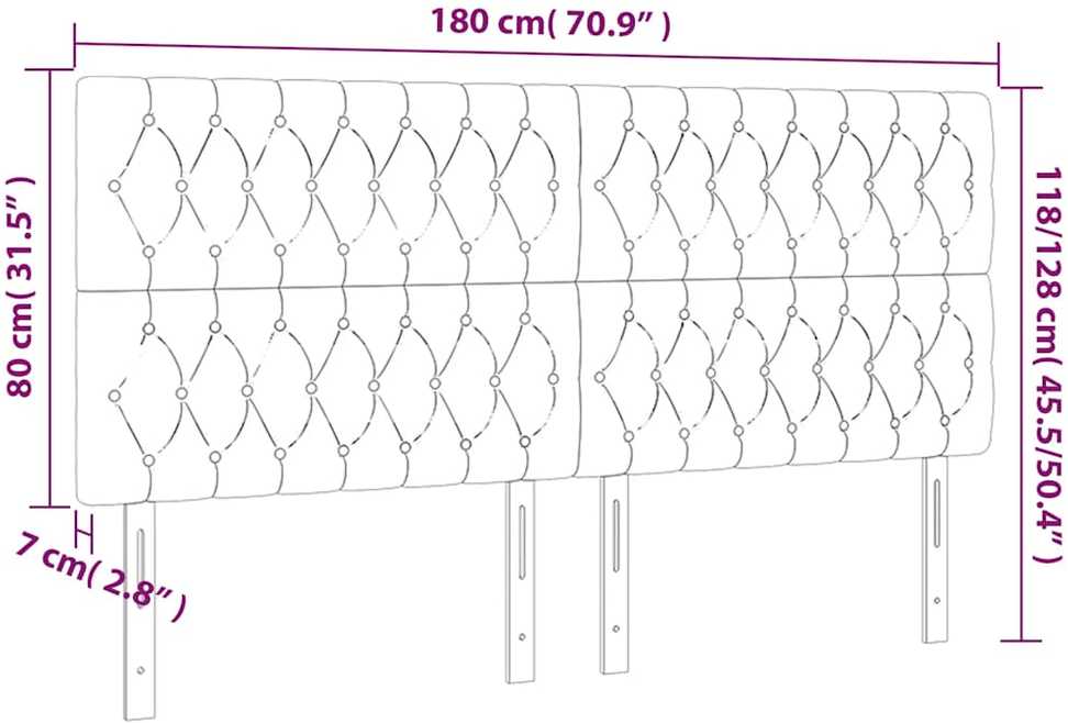 Galvūgalis su LED, tamsiai mėlynas, 180x7x118/128cm, aksomas