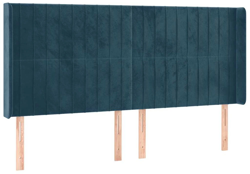 Galvūgalis su LED, tamsiai mėlynas, 183x16x118/128cm, aksomas